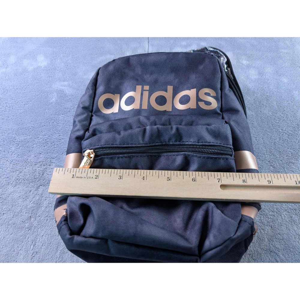 Adidas Insulated Lunch Bag Black Rose Gold Logo Stripe Zippered Mesh Pocket - Picture 5 of 7